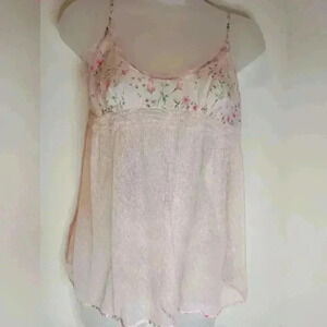 2/$30 Vintage Barbiecore Cottagecore Victoria secret mesh baby doll top (#608)